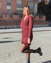 Charger l'image dans la galerie, Robe bordeaux plumetis