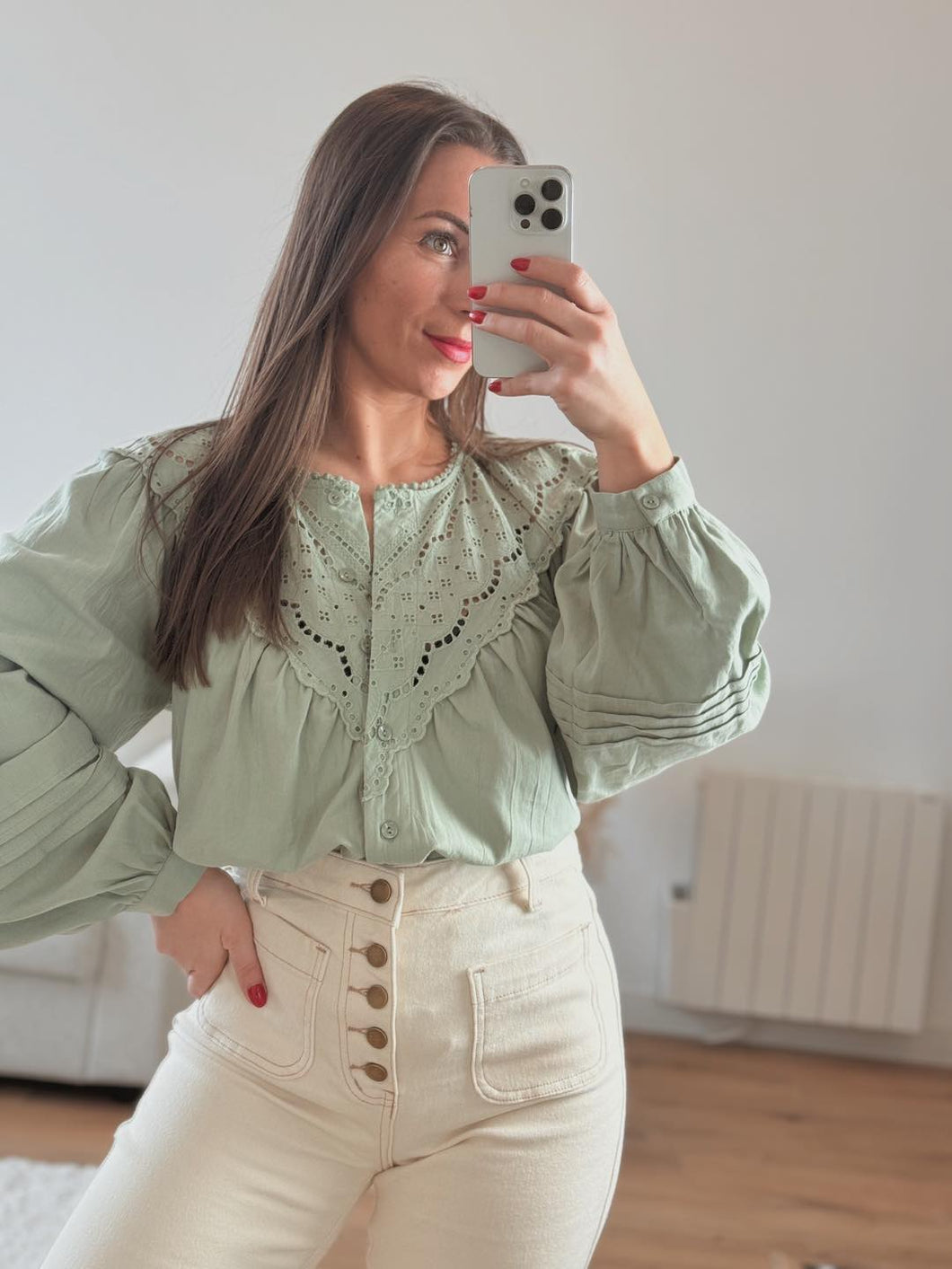Blouse vert d'eau