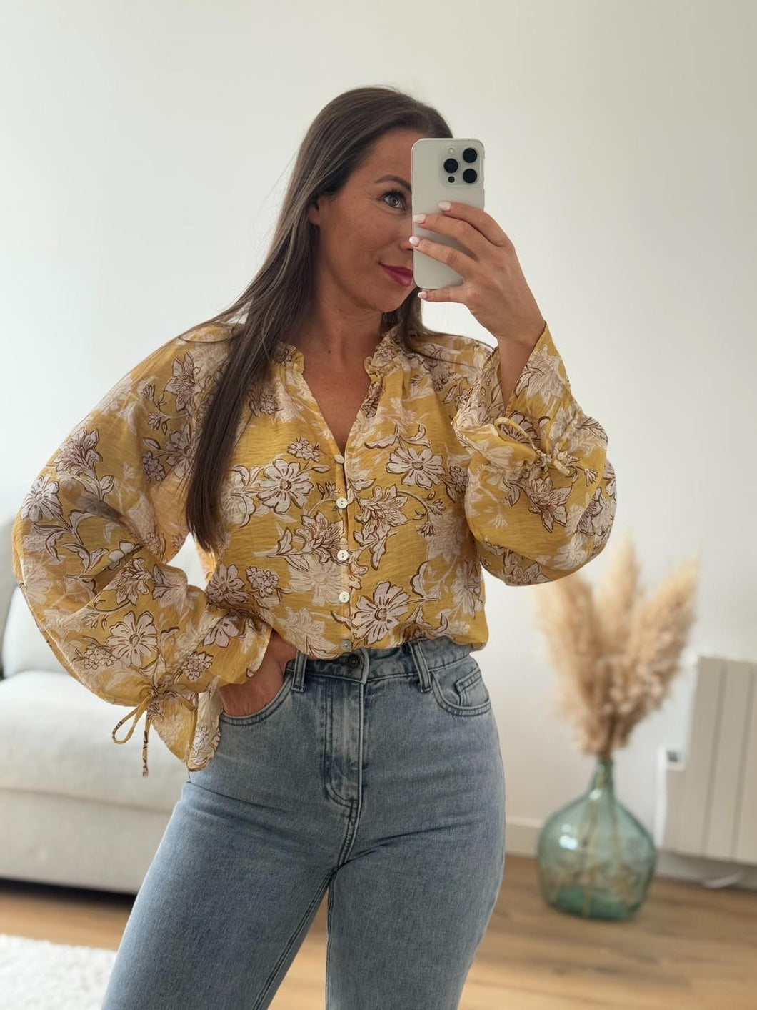 Blouse jaune imprimé fleurs