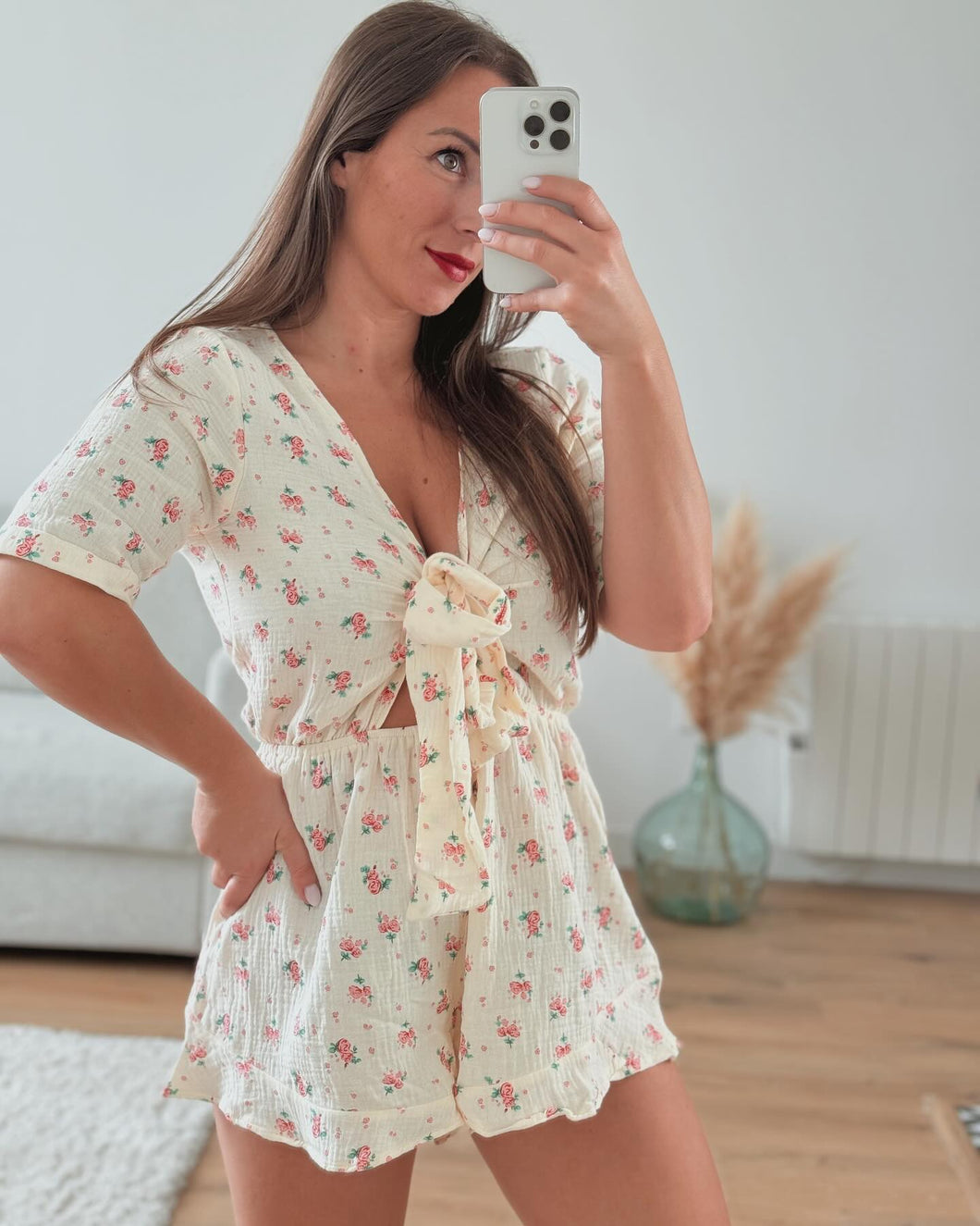 Combishort en gaze de coton