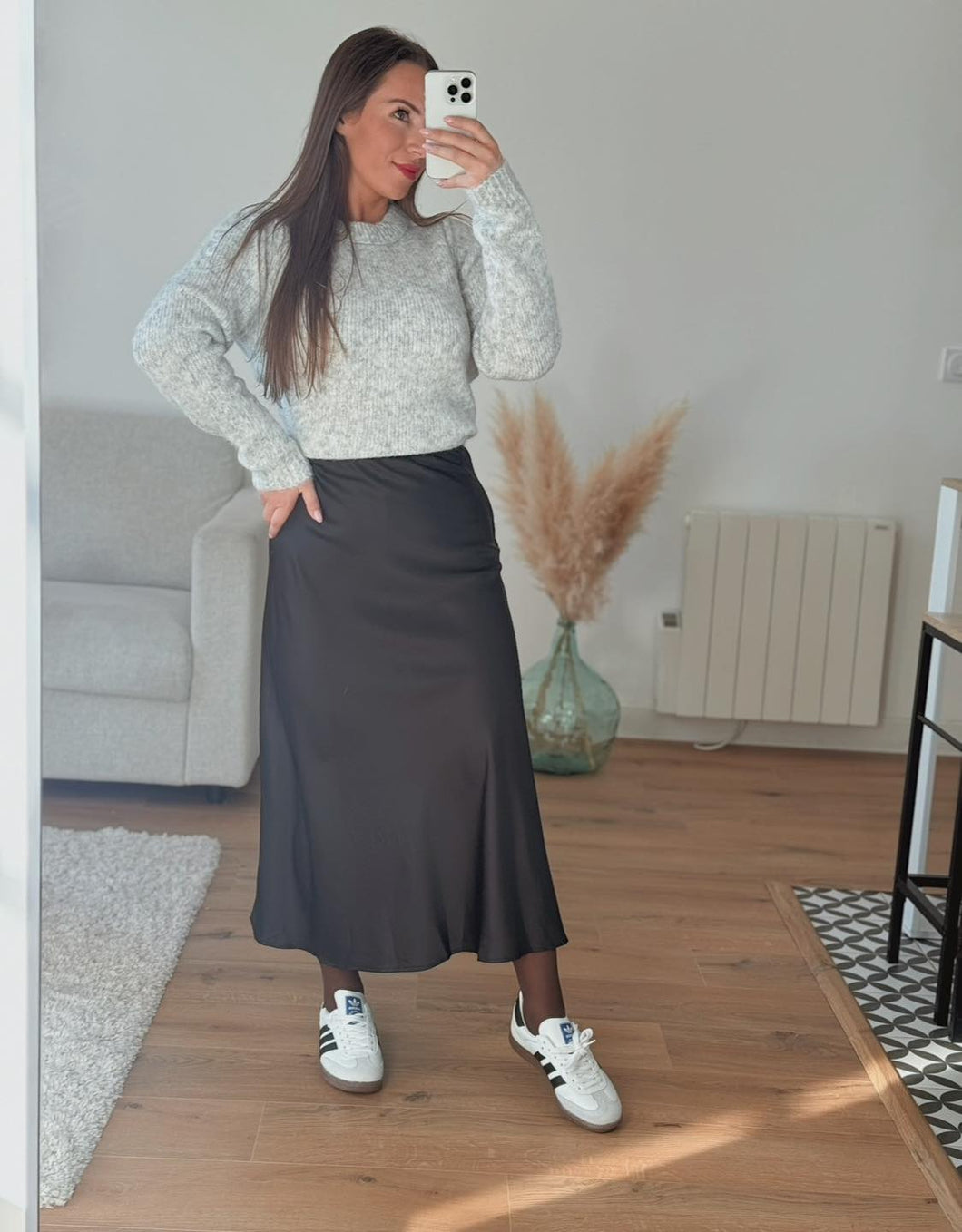 Jupe longue satinée