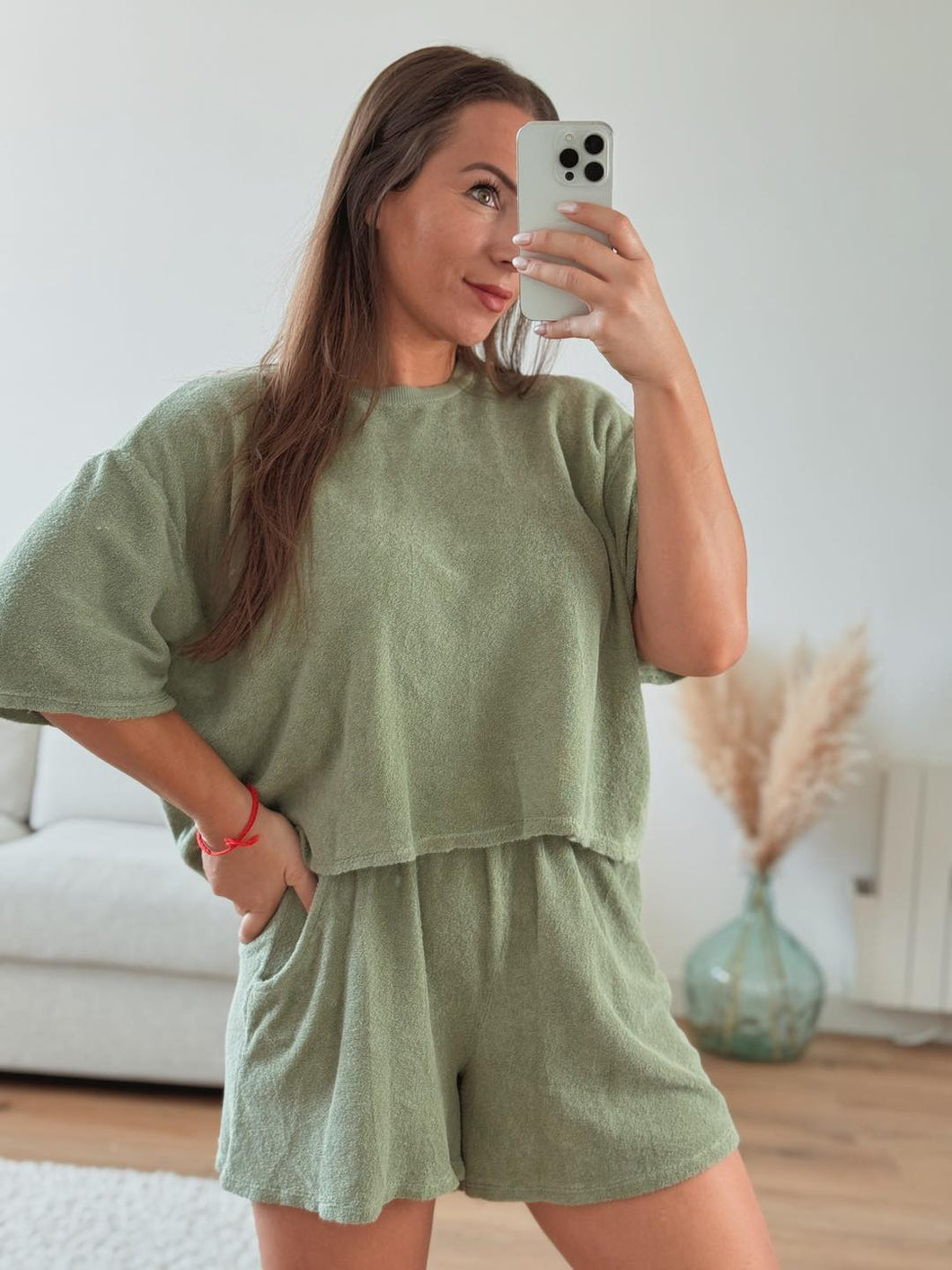 Ensemble kaki matière éponge