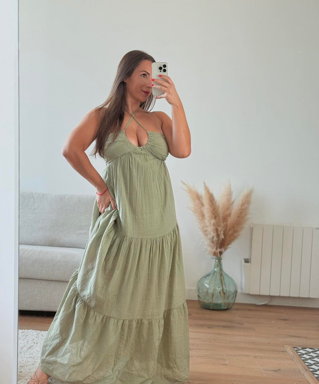Robe longue kaki