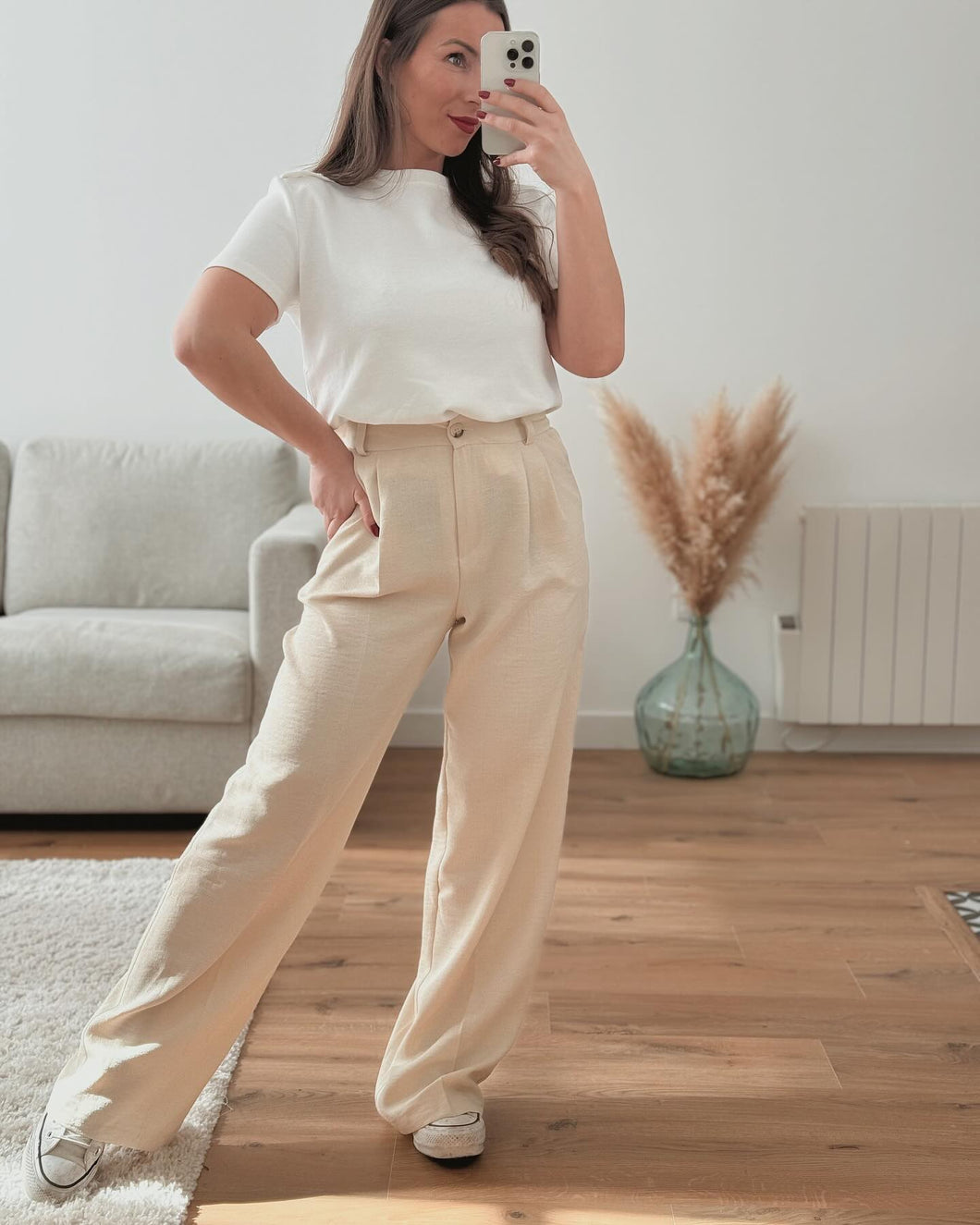 Pantalon fluide beige