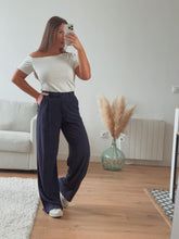 Charger l&#39;image dans la galerie, Pantalon en lin bleu marine
