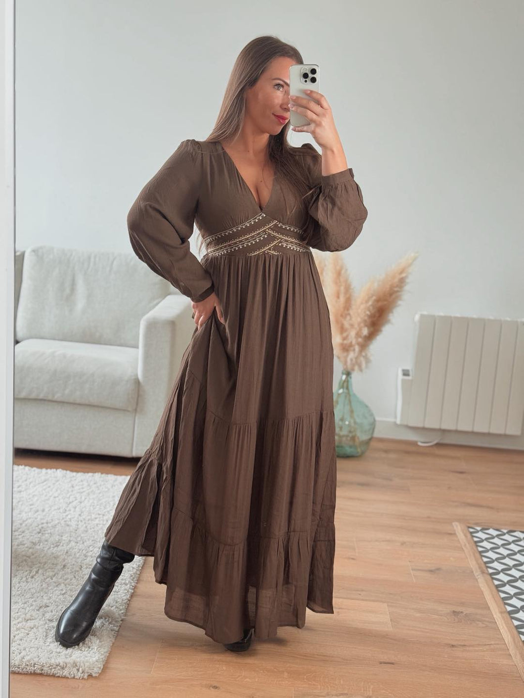 Robe longue couleur choco