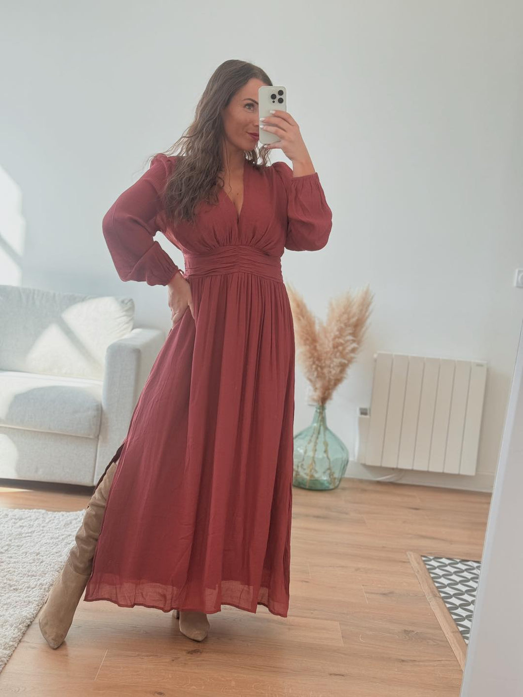 Robe longue terracota